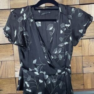 ZARA Woman wrap top, Size S, Excellent condition, double ruffle sleeve, flounce